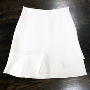 Reiss Stary Off White Fluted Ruffle Skirt